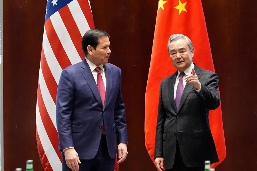US Secretary of State Marco Rubio meets China's Foreign Minister Wang Yi in Munich, Germany, on 13 February 2026, on the sidelines of the Munich Security Conference. (Alex Brandon/Pool via Reuters)