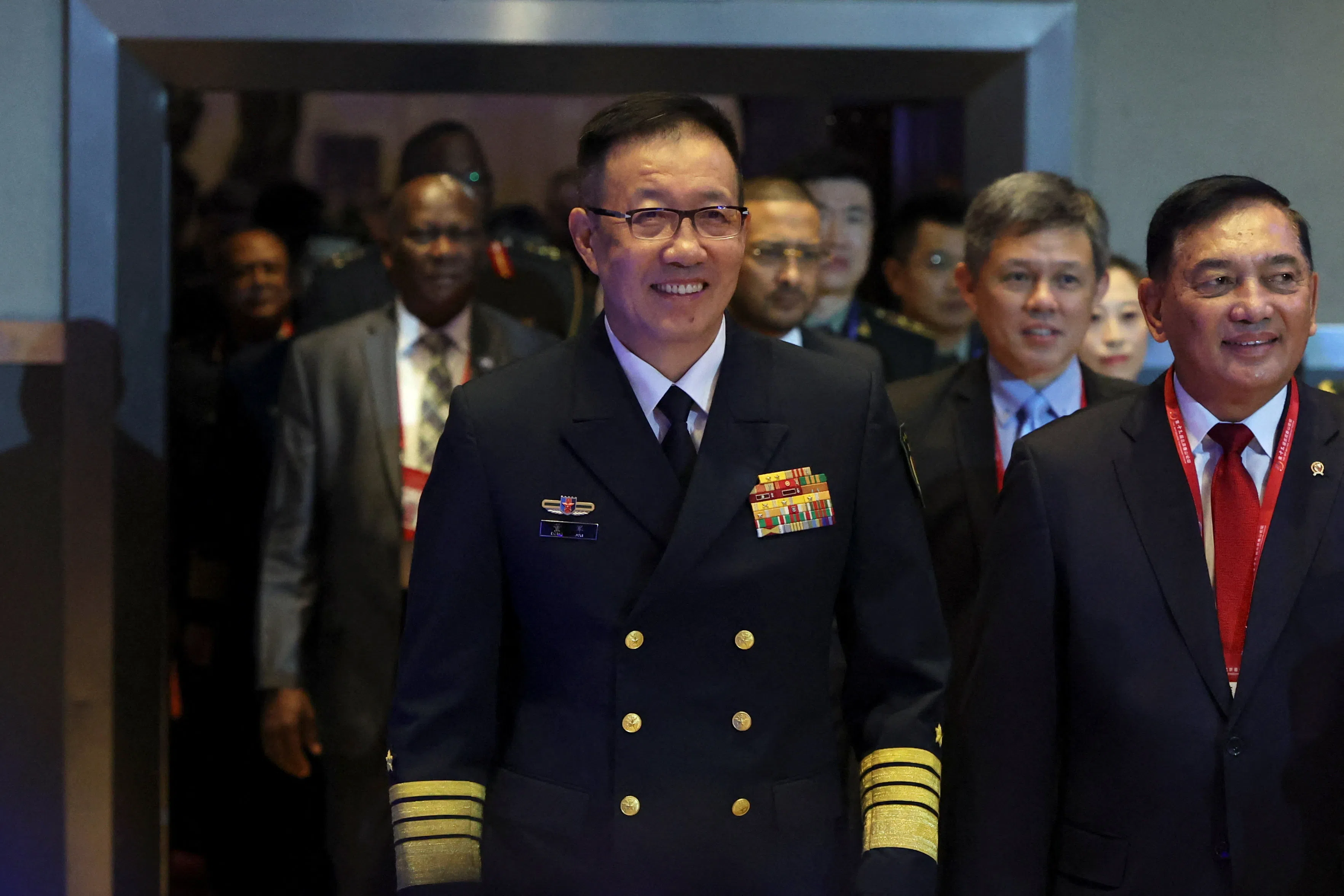 Chinese Defence Minister Dong Jun and other military officials arrive for the Beijing Xiangshan Forum in Beijing, China, 16 September 2026.