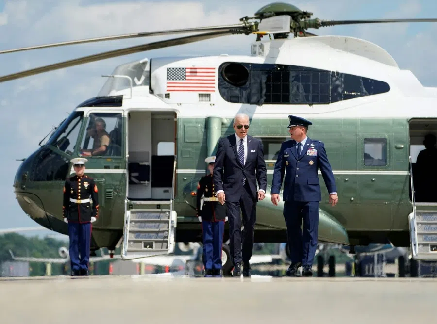 US President Joe Biden walks to board Air Force One at Joint Base Andrews in Maryland on 17 August 2023. (Kent Nishimura/AFP)