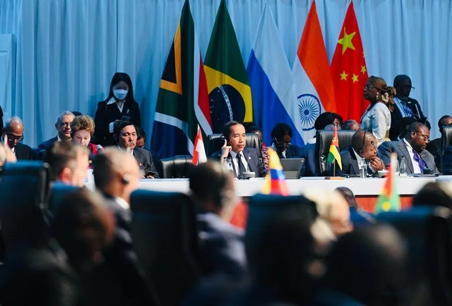 Indonesian President Joko Widodo (centre) attending the 15th BRICS Summit at Sandton Convention Centre, Johannesburg, South Africa. (Facebook/Presiden Joko Widodo)