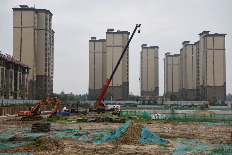 A construction site of residential buildings in Tianjin, China, on 18 August 2023. (Tingshu Wang/Reuters)