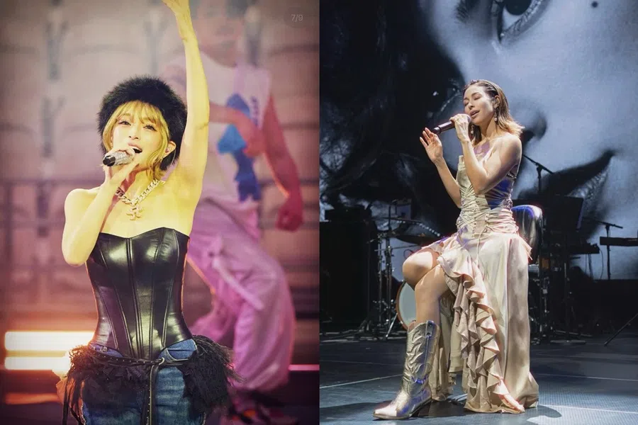 Ayumi Hamasaki (left) and BENI at their respective concerts in China.