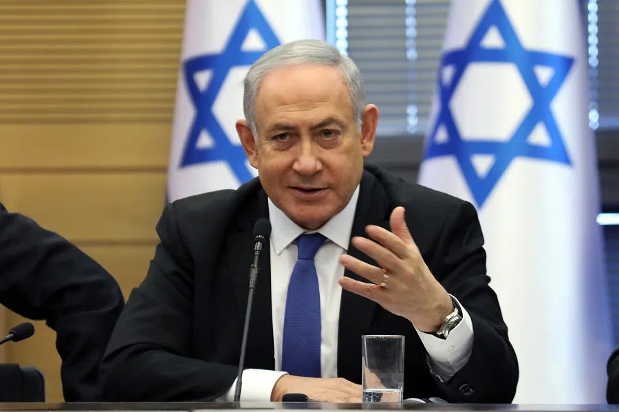 Israeli PM Benjamin Netanyahu at a meeting of the right-wing bloc at the Knesset in Jerusalem in November 2019. During his March 2017 visit to China, Netanyahu met with the heads of some of China's largest businesses (Gali Tibbon / AFP)