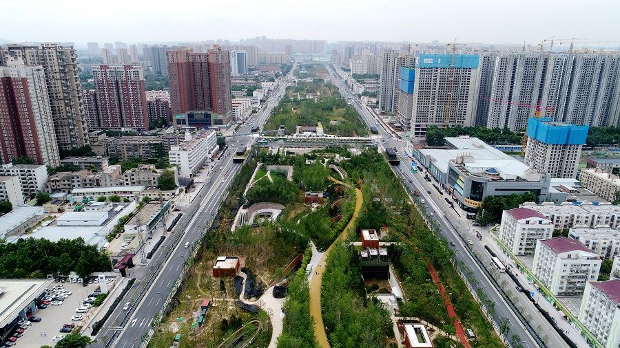 An aerial shot of the Xi'an Happiness Forest Belt, Shaanxi province, China, 5 July 2021. (CNS)