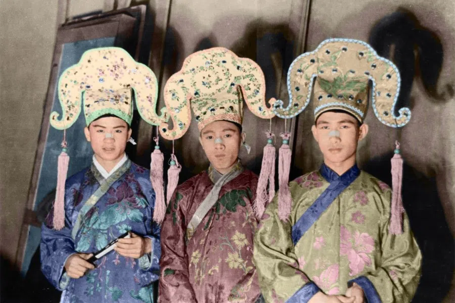 Chinese youths giving a traditional Chinese performance during a Chinese festival celebration in Portland. The early Chinese immigrants in America wanted to integrate with Western customs while preserving Chinese culture and traditions.