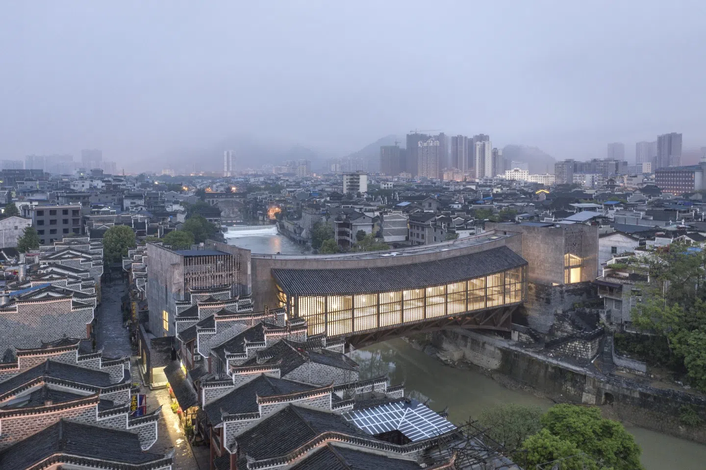Chang Yung Ho, Jishou Art Museum, aerial view, Jishou, 2019. (Photo: Tian Fangfang)