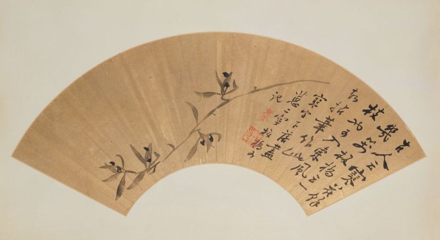 Zheng Banqiao, Orchids in Ink on Fan (墨兰图扇页), The Palace Museum. (Internet)