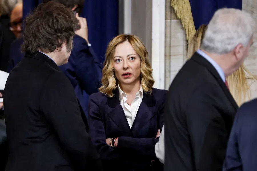 Italy’s Prime Minster Giorgia Meloni attends Donald Trump’s inauguration as the next President of the United States in the rotunda of the United States Capitol in Washington DC, US, on 20 January 2025. (Shawn Thew/Pool via Reuters)