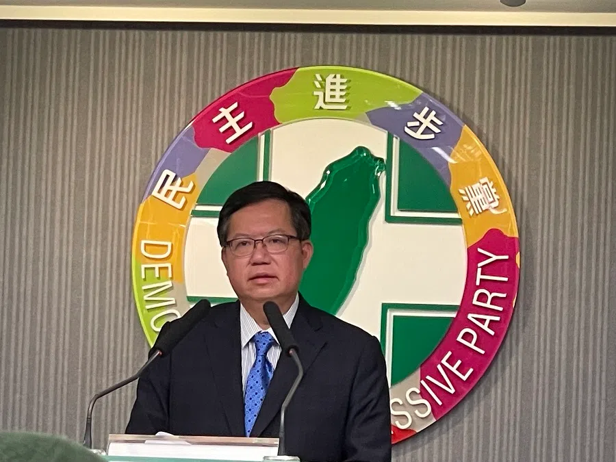 Cheng Wen-tsan holds a press conference after Taiwan’s ruling Democratic Progressive Party suffered a crushing defeat in the “nine-in-one” local elections, on 28 December 2022. (SPH Media)