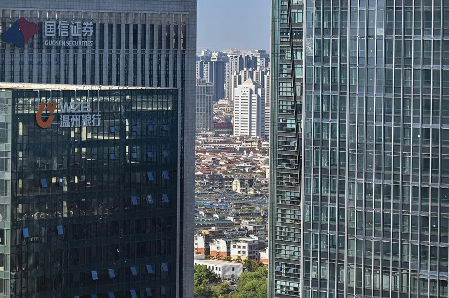 A general view shows commercial and residential buildings in Yiwu, east China’s Zhejiang province, 18 September 2024. (Adek Berry/AFP)