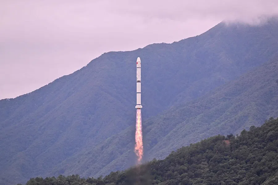 TOPSHOT - A Long March 2-C rocket carrying a satellite jointly developed by China and France dubbed the Space Variable Objects Monitor (SVOM), lifts off from a space base in Xichang, in China’s southwestern Sichuan province, on 22 June 2024.  (Adek Berry/AFP)
