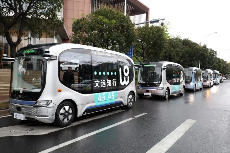 WeRide robobuses in Guangzhou, 27 March 2023. (SPH Media)