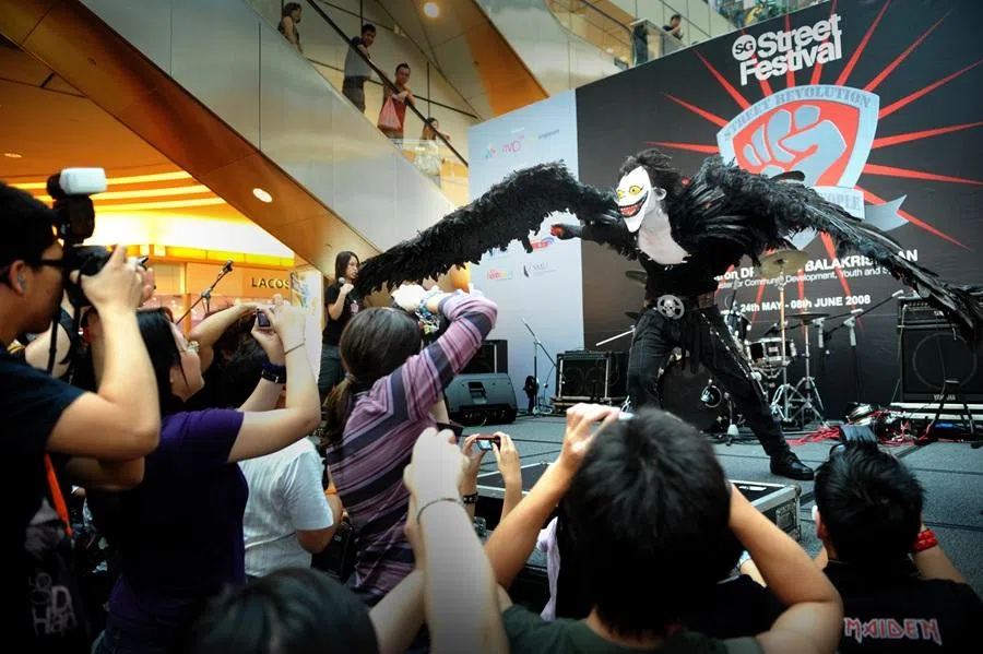 Anime character Ryuk from Death Note is seen on stage during the Singapore Street Festival, held from 25 May till 8 June 2008, at Suntec City, Singapore. (SPH Media)
