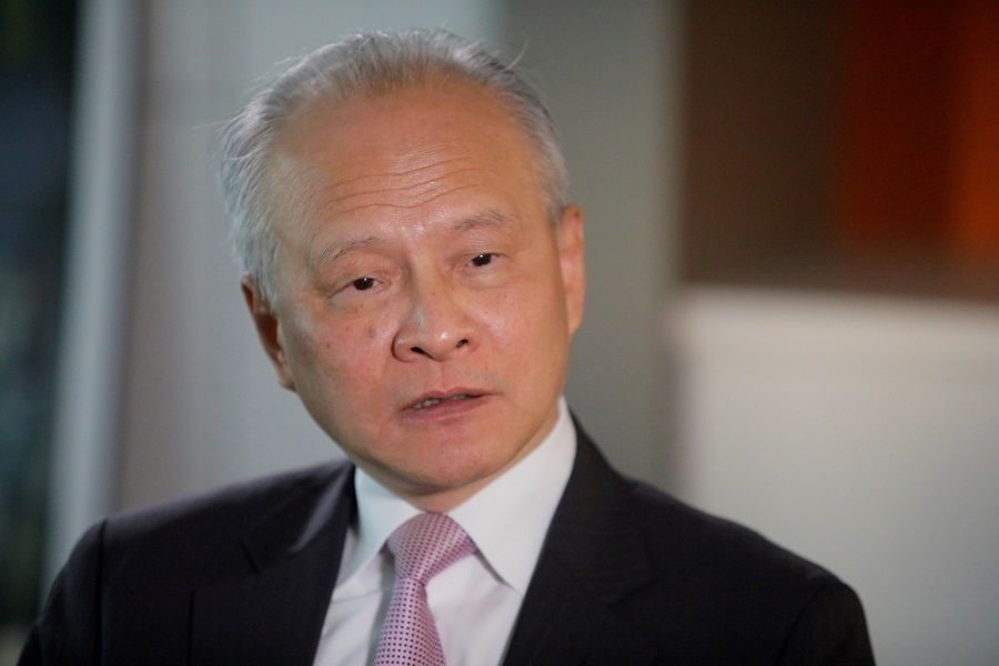 China's ambassador to the US, Cui Tiankai, responds to reporters' questions during an interview with Reuters in Washington, US, 6 November 2018. (Jim Bourg/File Photo/Reuters)