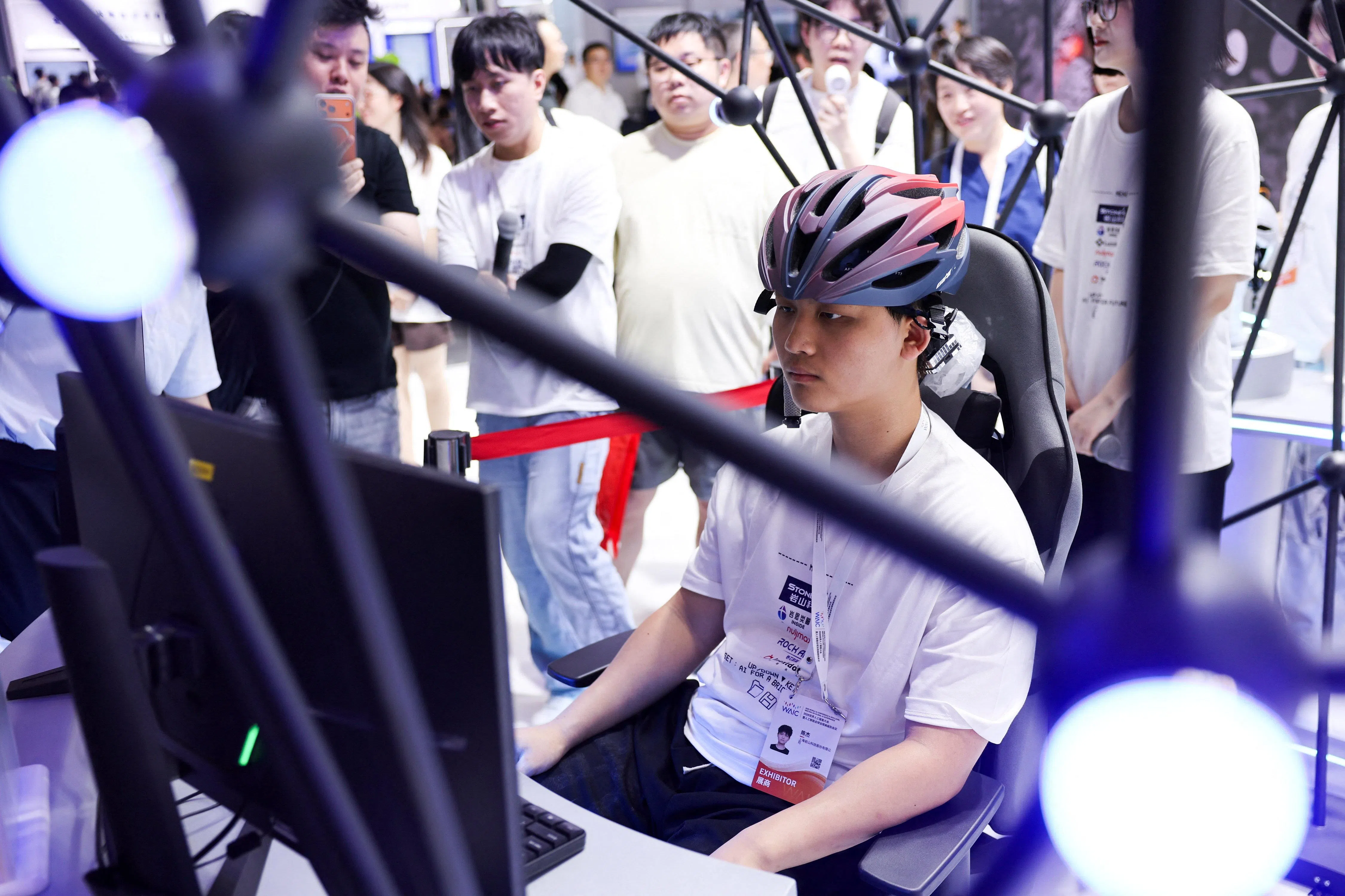A BCI demonstration at the World AI Conference (WAIC) in Shanghai, China, on 17 July 2026.
