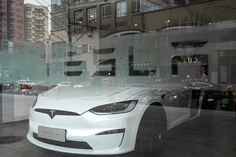 A Tesla Inc. Model X electric vehicle on display inside one of the company’s dealerships in Beijing, China, on 7 March 2025.