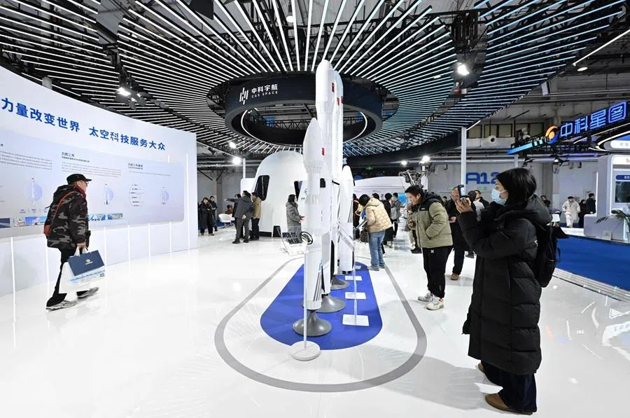 People visit the 2026 Beijing International Commercial Space Exhibition in Beijing on 23 January 2026.