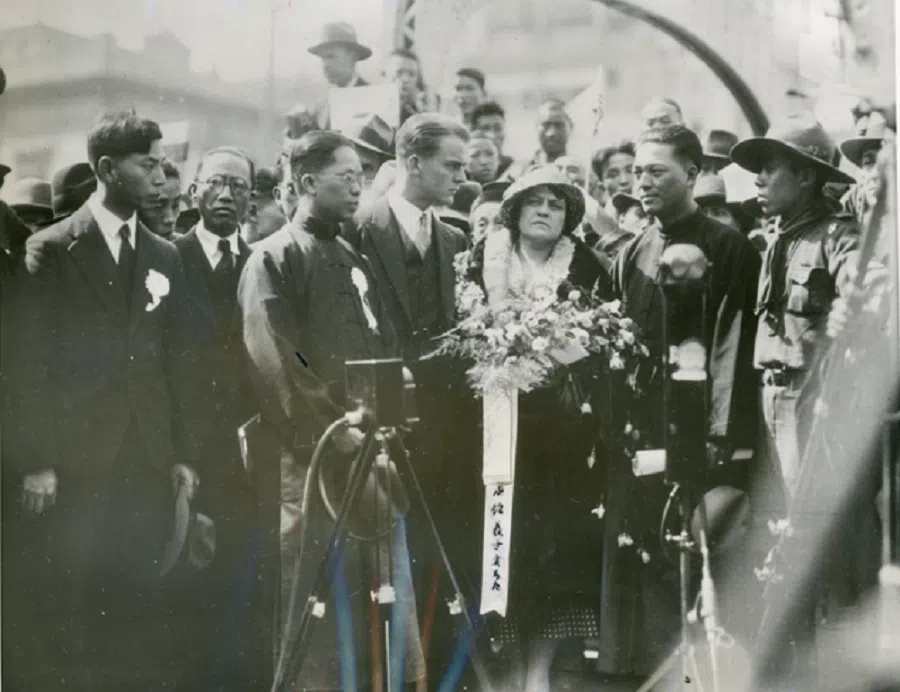An old photograph from 1932 shows Robert McCawley Short’s mother Elizabeth and his younger brother Edward attending Short’s funeral in Shanghai.