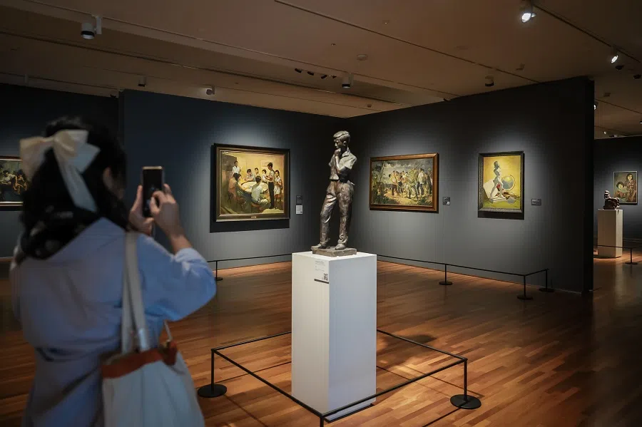 People visit the DBS Gallery in the National Gallery Singapore, on 30 November 2023.