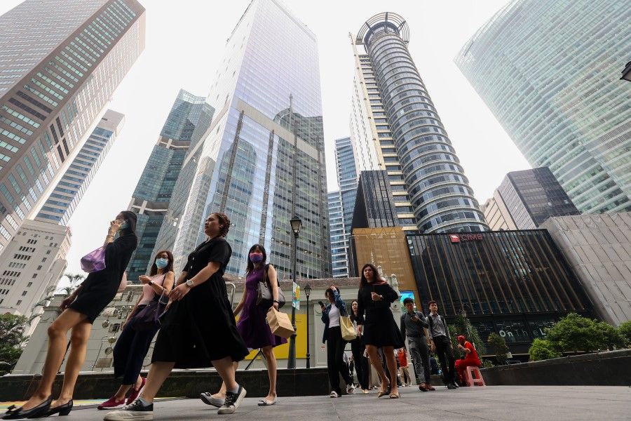 People in Singapore's central business district, October 2023. (SPH Media)