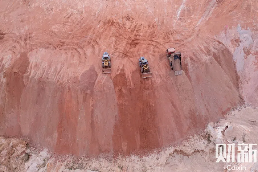 Abandoned rare earth mines are being levelled into industrial land in March 2022 in Longnan city in Ganzhou, East China's Jiangxi province. (Ding Gang/Caixin)