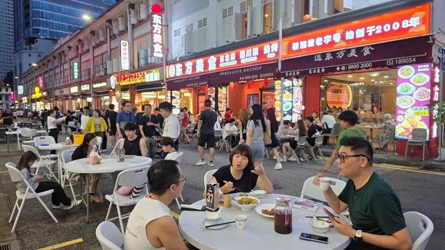 Chinese restaurants along Liang Seah Street, Singapore.