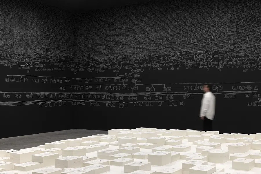 Archie Moore’s winning installation at the Australia Pavilion at Venice Biennale features a hand-written family tree that goes back 65,000 years. (Australia Pavilion)