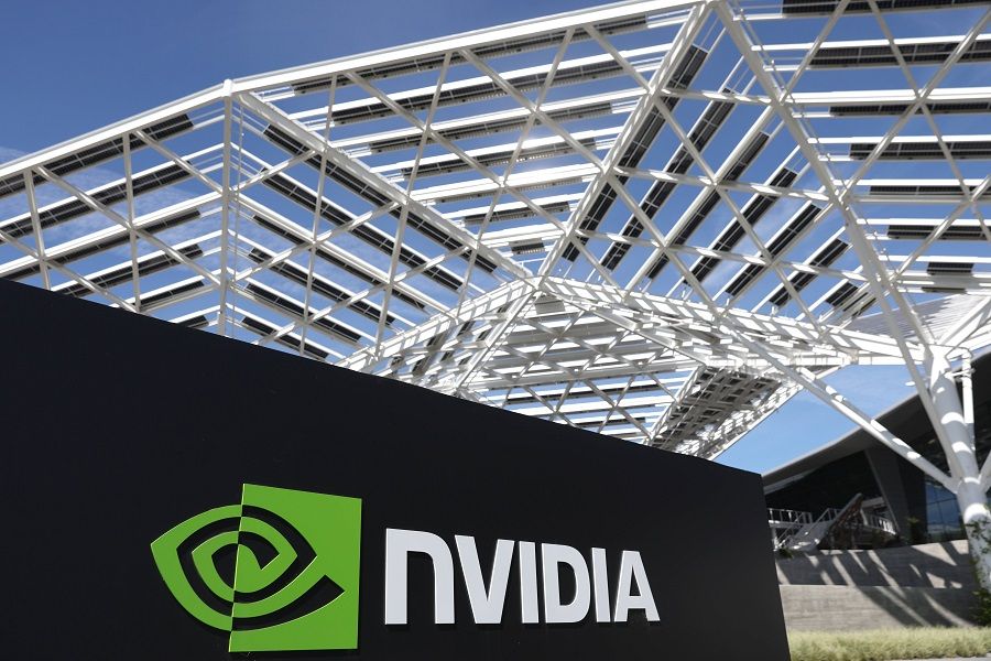 A sign is posted at the Nvidia headquarters on 25 May 2022 in Santa Clara, California, US. (Justin Sullivan/Getty Images/AFP)