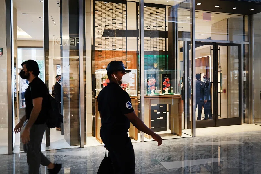 People walk through a mall at Hudson Yards on 9 September 2020 in New York City. (Spencer Platt/Getty Images/AFP)