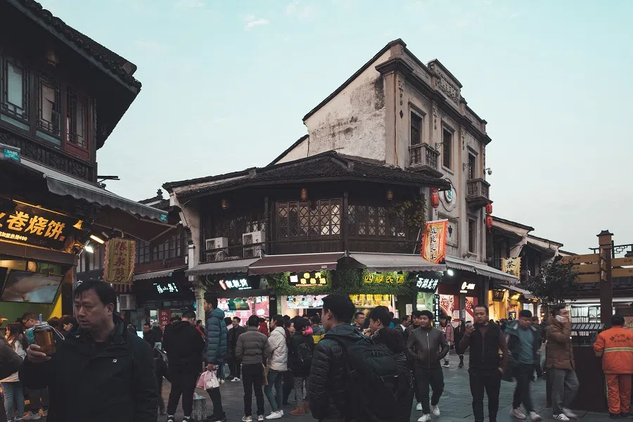 People at an ancient walking street, Hangzhou, China, on 1 January 2020. (iStock)