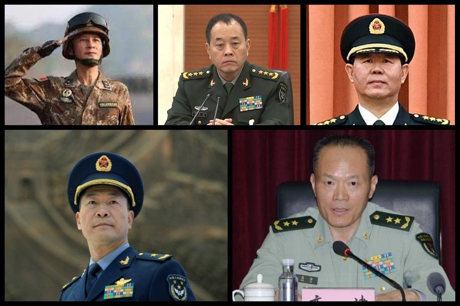 (Top row, from left) Commander of the Eastern Theater Command General Lin Xiangyang, former commander of the Northern Theater Command General Li Qiaoming, and PLA Army Commander General Liu Zhenli. (Bottom row, from left) PLA Air Force Commander General Chang Dingqiu, and director of the CMC's Logistic Support Department General Gao Jin. (Internet)