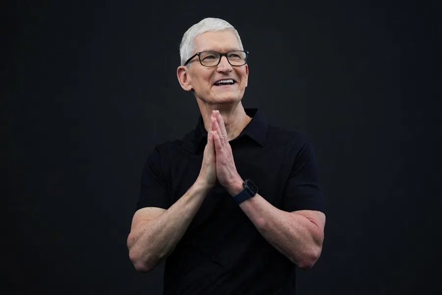 Apple CEO Tim Cook gestures on stage during Apple's annual Worldwide Developers Conference in Cupertino, California, US, on 8 June 2026.