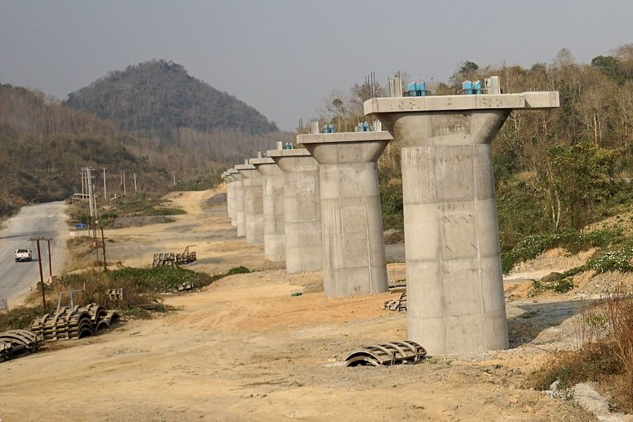 This picture taken on 8 February 2020 shows a part of the first rail line linking China to Laos, a key part of Beijing's 'Belt and Road' project across the Mekong, in Luang Prabang. In the eyes of the Americans, the Belt and Road is yet another means by which China seeks to change the international order and elevate its own influence. (Aidan Jones/AFP)