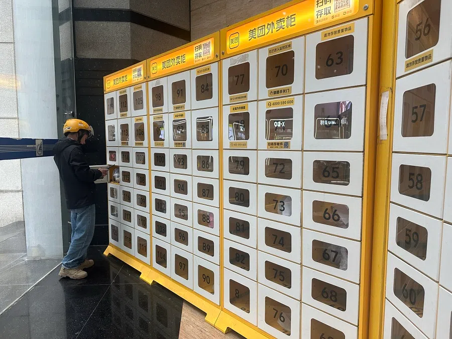 Rows of delivery lockers are hardly used.