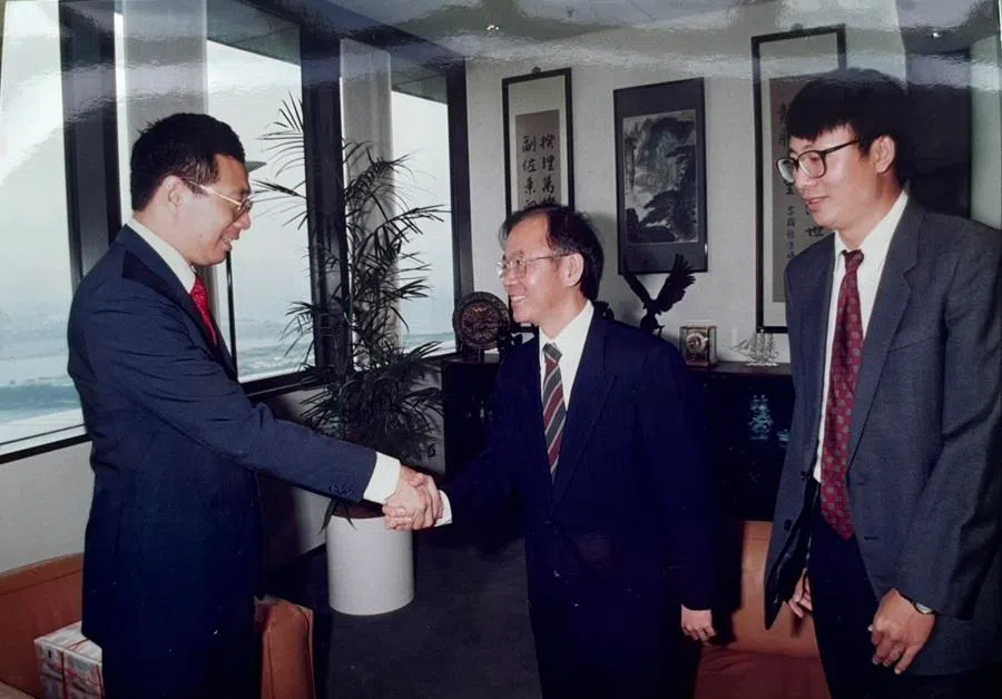 Huang Chao-sung and I conducting an interview with Deputy Prime Minister Lee Hsien Loong, 1992.