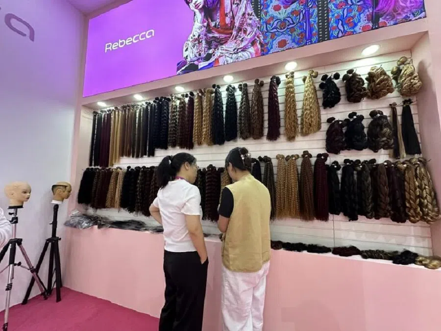 Wigs made by Rebecca on display.  (Daryl Lim/SPH Media)