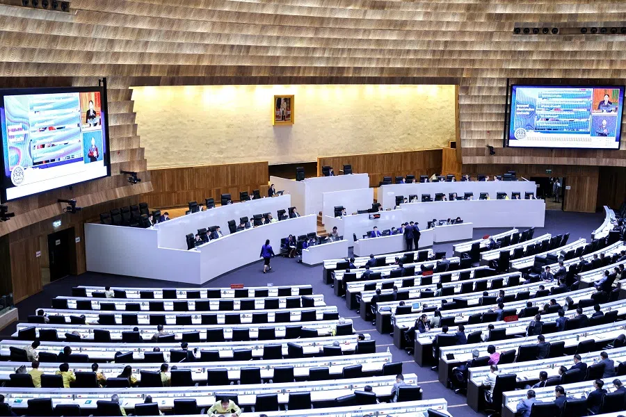 Thailand’s Prime Minister Paetongtarn Shinawatra delivers her government’s policy proposal to parliament at the Parliament in Bangkok, Thailand, on 12 September 2024. (Athit Perawongmetha/Reuters)
