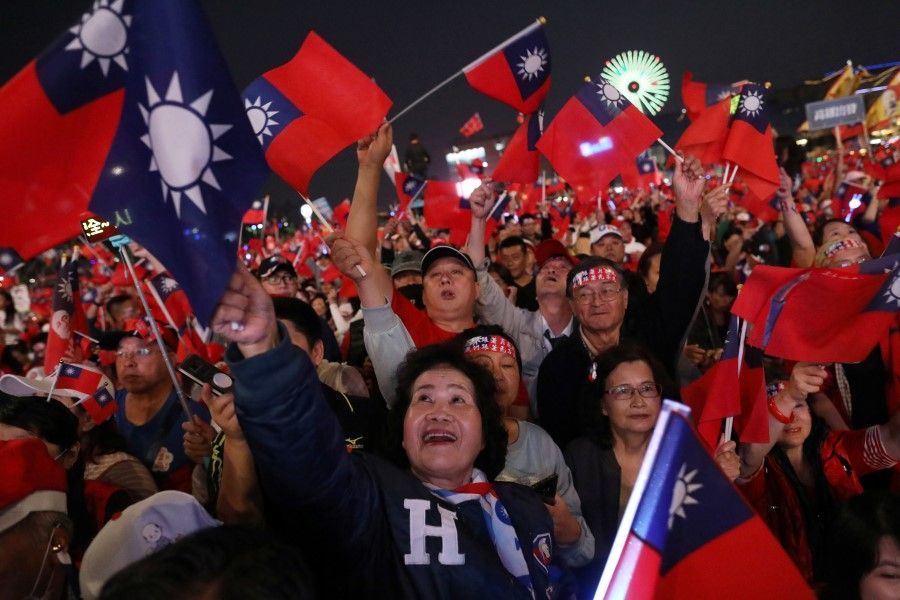 Kuomintang supporters at a presidential election rally in Kaohsiung, January 2020. KMT's new chairman Johnny Chiang has said he wants to rejuvenate the image of the KMT, to appeal to younger voters. (Ann Wang/REUTERS)