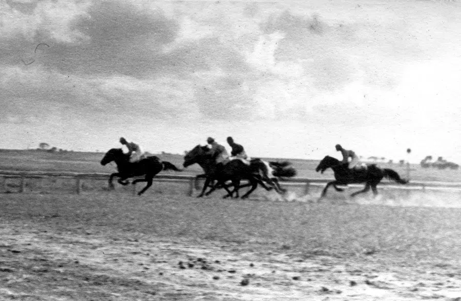Horse racing in Xinjing, the capital of Manchukuo, late 1930s.