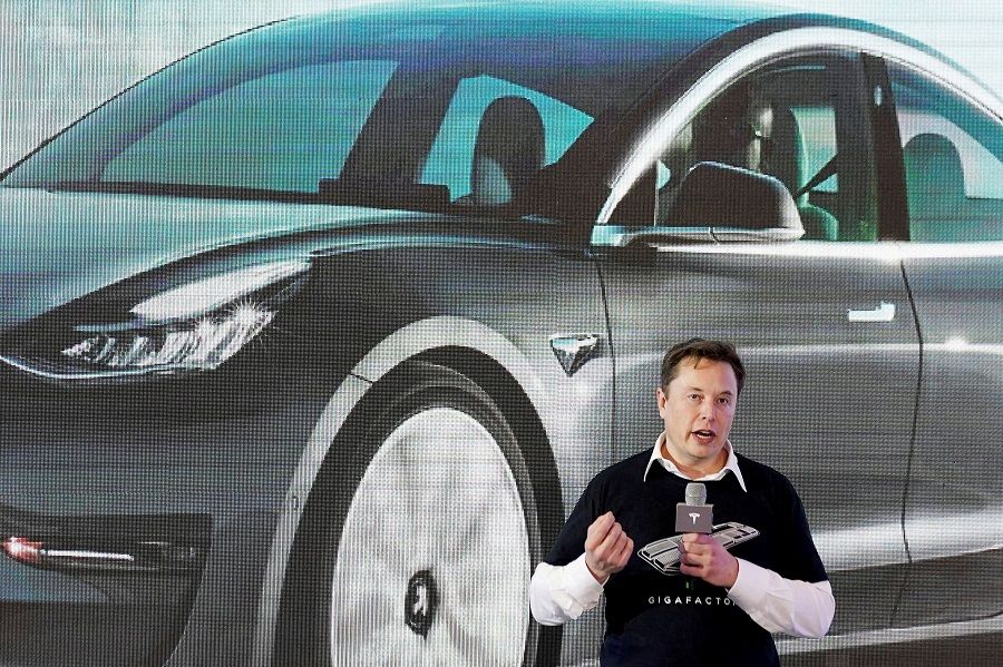 Tesla Inc CEO Elon Musk speaks onstage during a delivery event for Tesla China-made Model 3 cars at its factory in Shanghai, China, 7 January 2020. (Aly Song/File Photo/Reuters)