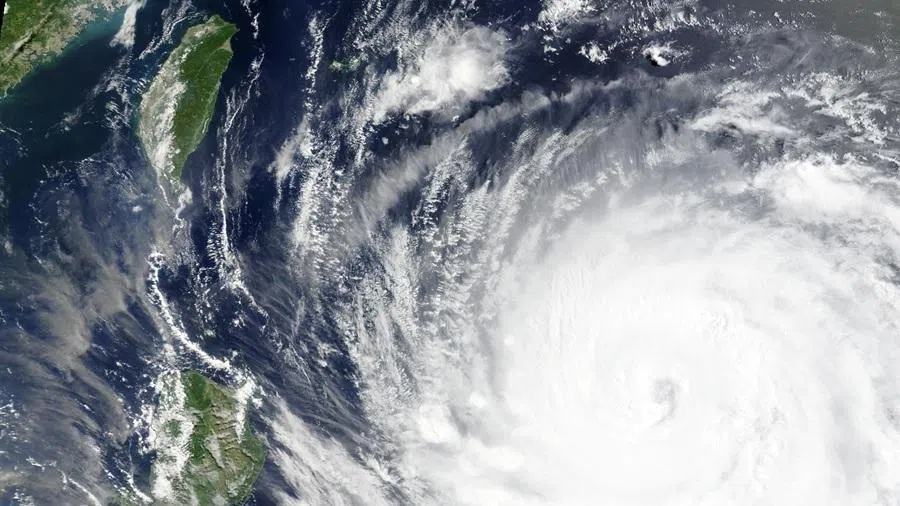 A satellite image shows Typhoon Bavi as it churns in the Pacific Ocean, 9 July 2026.