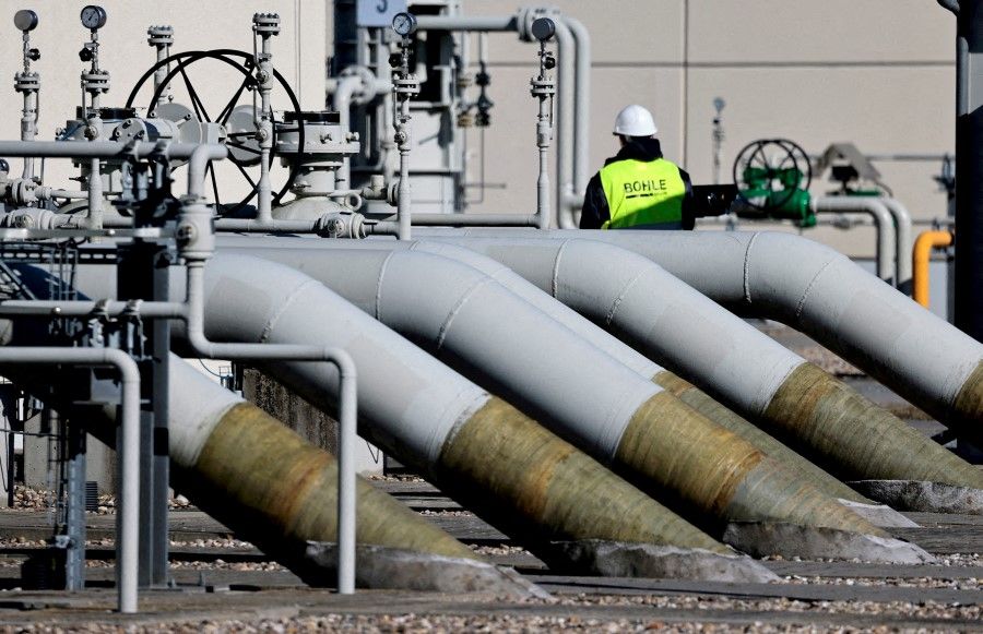 Pipes at the landfall facilities of the 'Nord Stream 1' gas pipeline are pictured in Lubmin, Germany, 8 March 2022. (Hannibal Hanschke/Reuters)