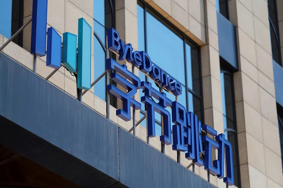 The logo of ByteDance, the China-based company which owns the short video app TikTok, or Douyin, is seen at its office in Beijing, China, 7 July 2020. (Thomas Suen/File Photo/Reuters)