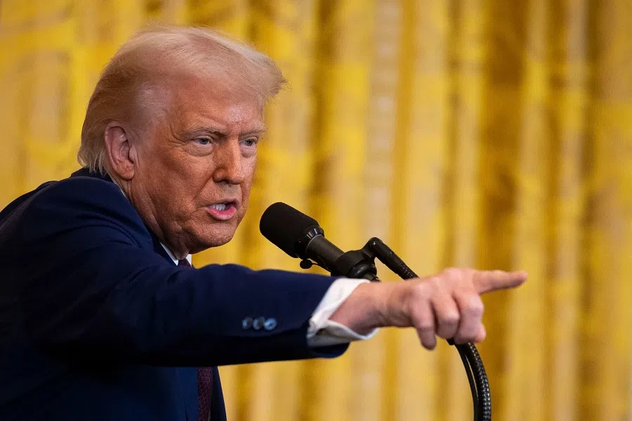 US President Donald Trump in the East Room of the White House in Washington, DC, US, on 13 February 2025.
