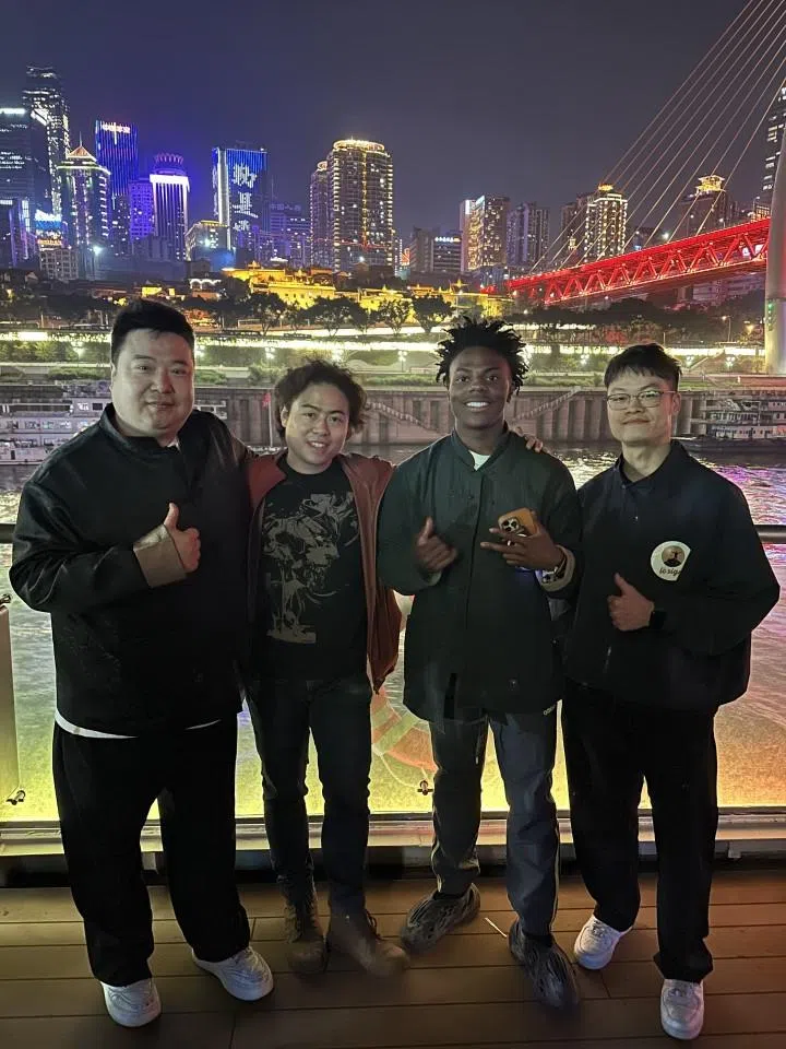 Jackson Lu (second from left) with Ryan Chen (first from left), IShowSpeed and Guangzhou English-language influencer Tony (first from right). (Photo provided by interviewee)