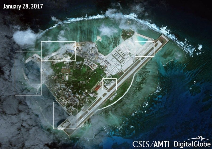A satellite image of Woody Island, the largest of the Paracels chain of islands in the South China Sea, taken in January 2017. (Centre for Strategic and International Studies' (CSIS) Asia Maritime Transparency Initiative)