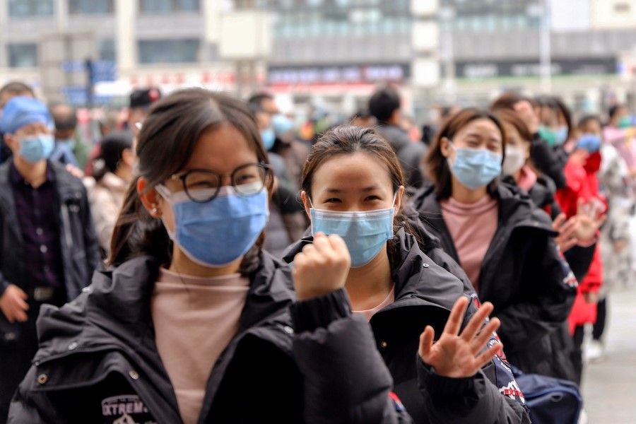 Medical staff leaving for Wuhan, February 2020. It is hoped that the leadership changes will help to effectively control the epidemic. (AFP)
