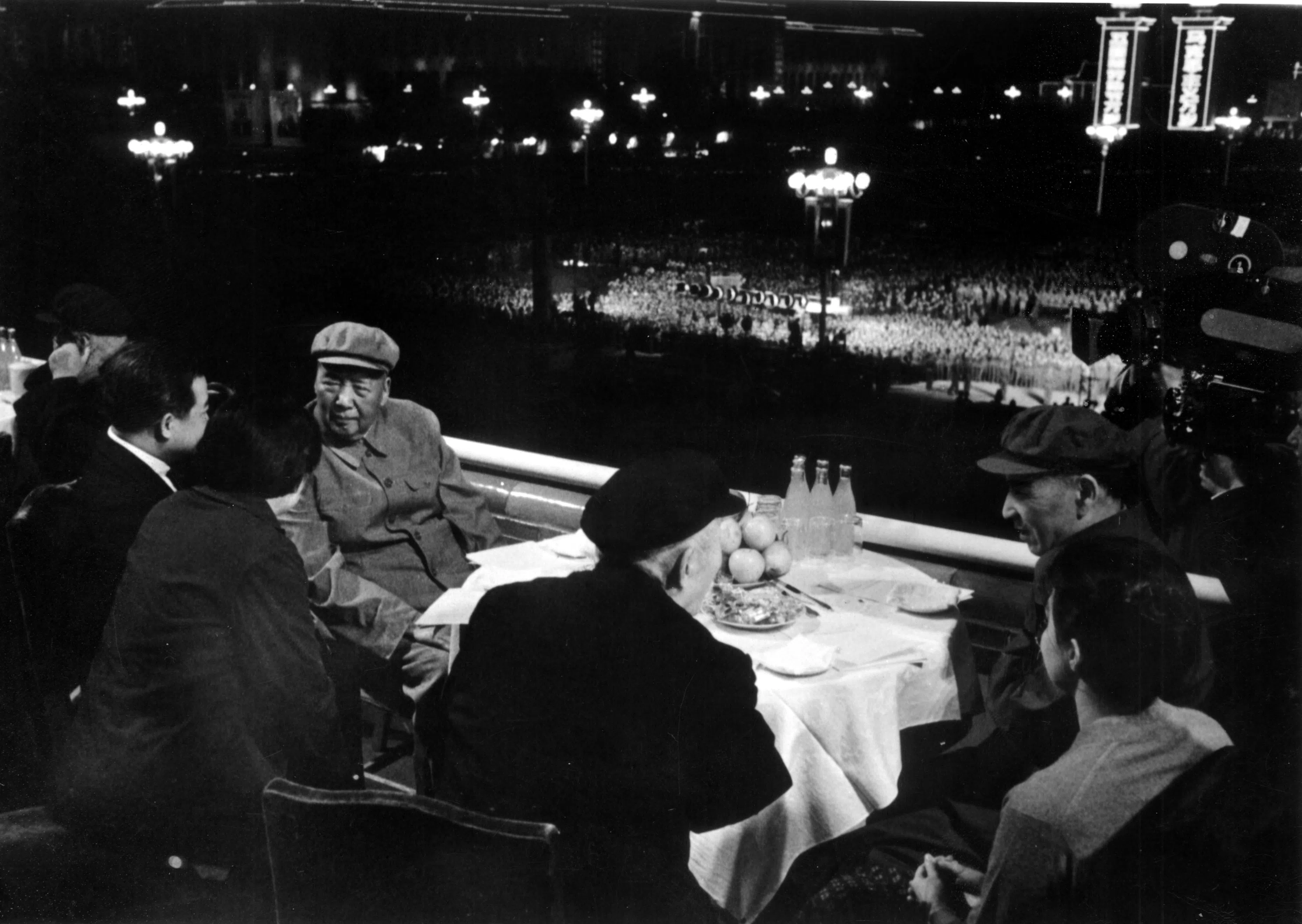 Mao and Lin Biao during a Labour Day celebration in Tiananmen Square, their last time together, in May 1971. Both Mao and Lin refrained from interacting with each other that day. Lin later died in a plane crash in Mongolia while fleeing to the Soviet Union.