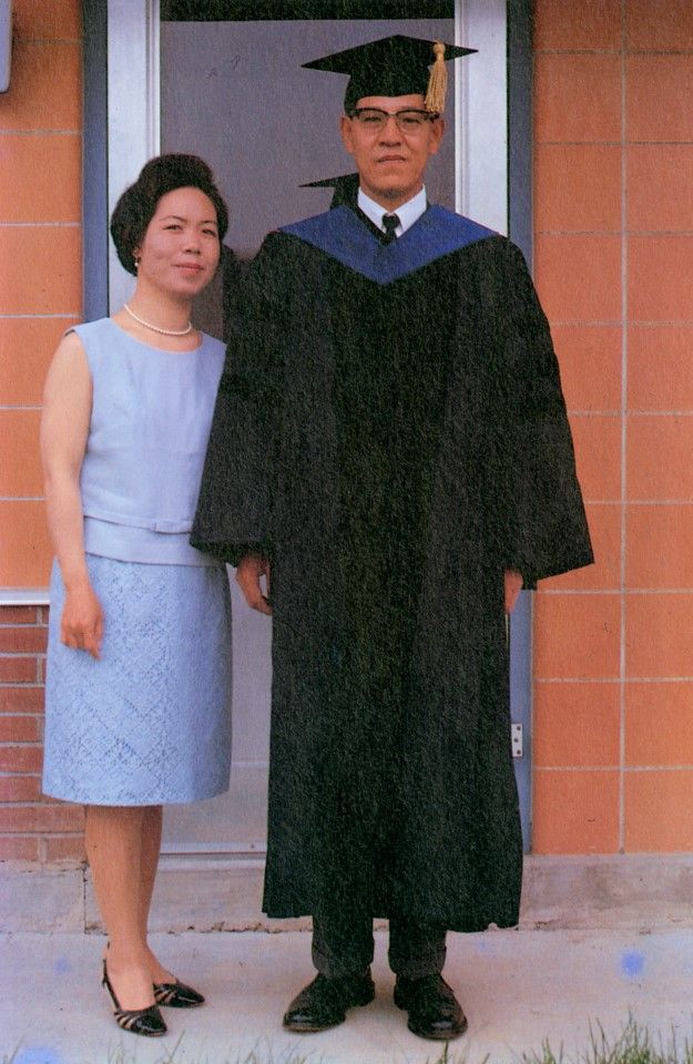 Lee Teng-hui and his wife at Cornell University after the graduation ceremony in which he received his doctorate, in 1968.