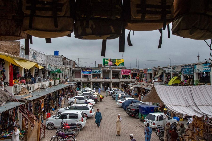In this picture taken on 14 July 2021, a general view of Sitara market is pictured in the Karkhano area on the outskirts of Peshawar, Khyber Pakhtunkhwa province, Pakistan. (Abdul Majeed/AFP)